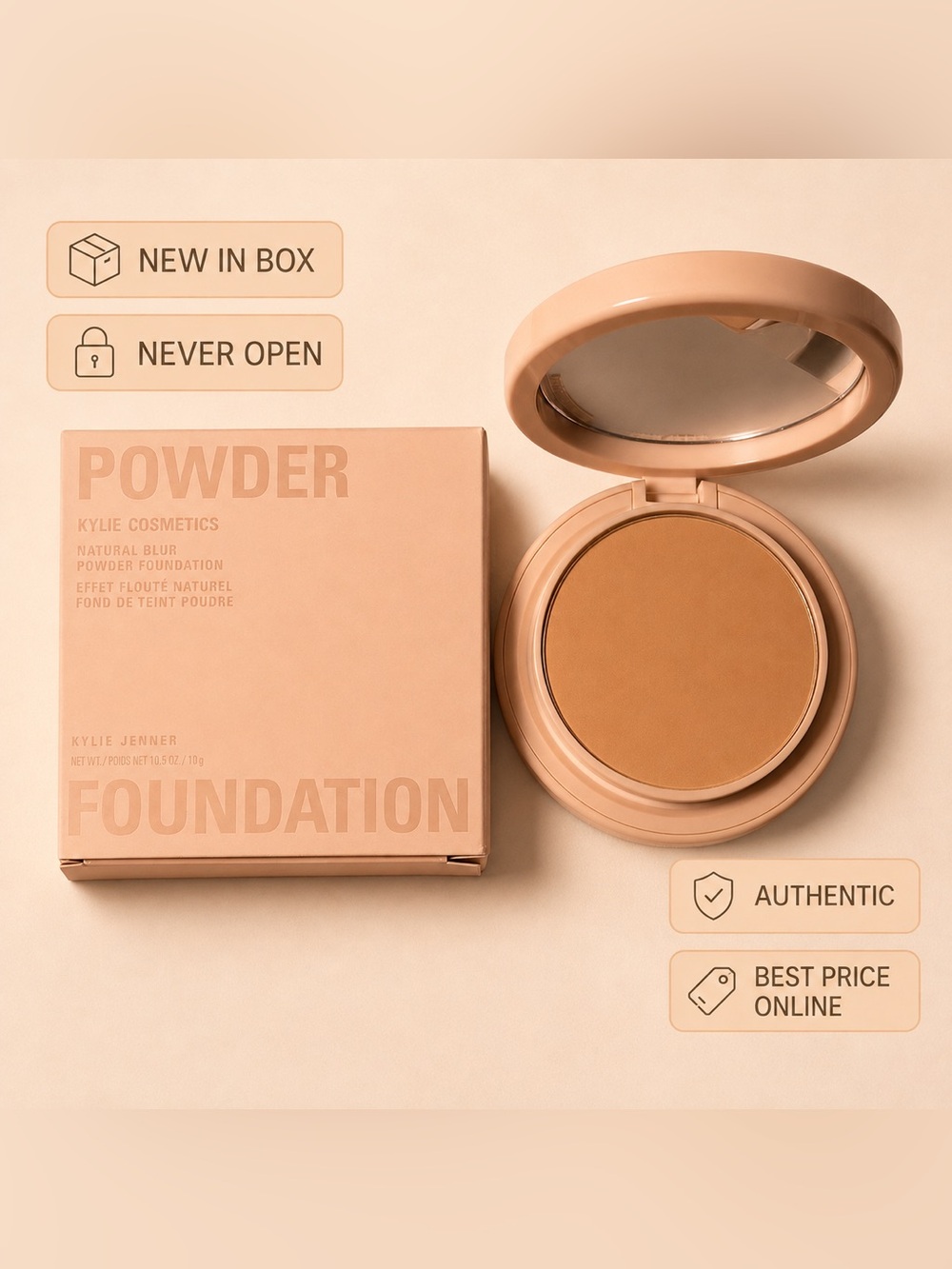 Kylie Cosmetics Natural Blur Powder Foundation 2N | Matte Finish | Full Size